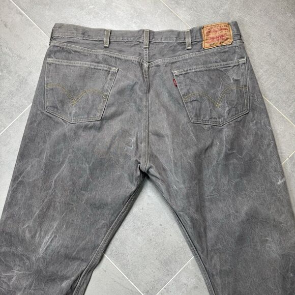VTG Levis 501 Jeans Mens 44x30 Gray Button Fly Straight Leg Red Tab Mexico - Picture 1 of 15